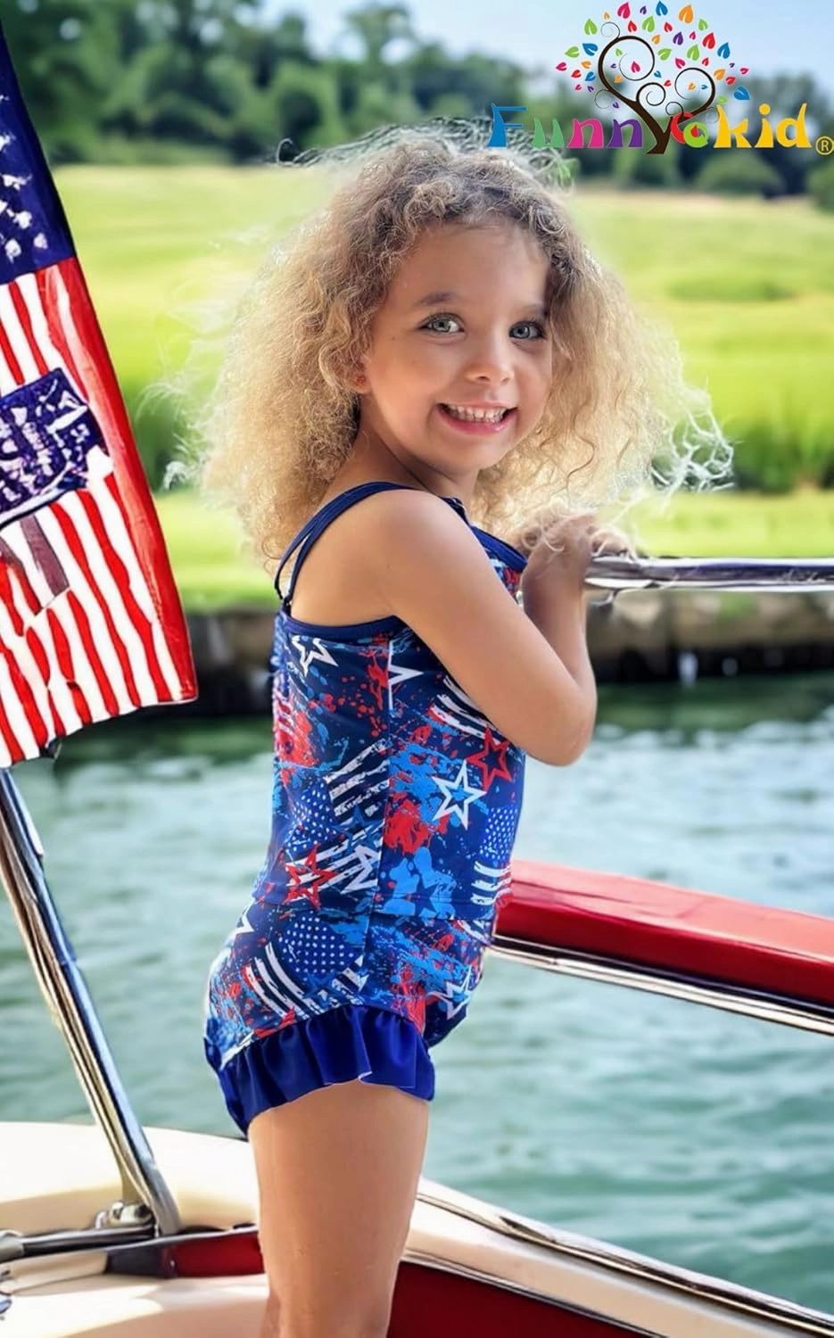 Funnycokid Girls Swimsuit 3 Pieces Long Sleeve Rash Guard Set Tankini Bathing Suits Summer Kids Swimwear 3-10 Years