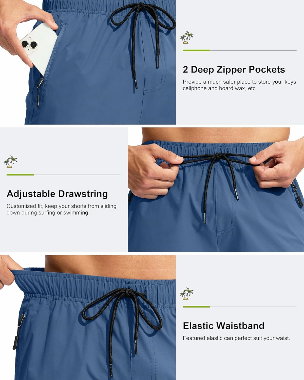 G Gradual Men's Swim Trunks 9" Quick Dry Swimming Board Shorts with Zipper Pockets Swimwear Bathing Suit for Men No Liner