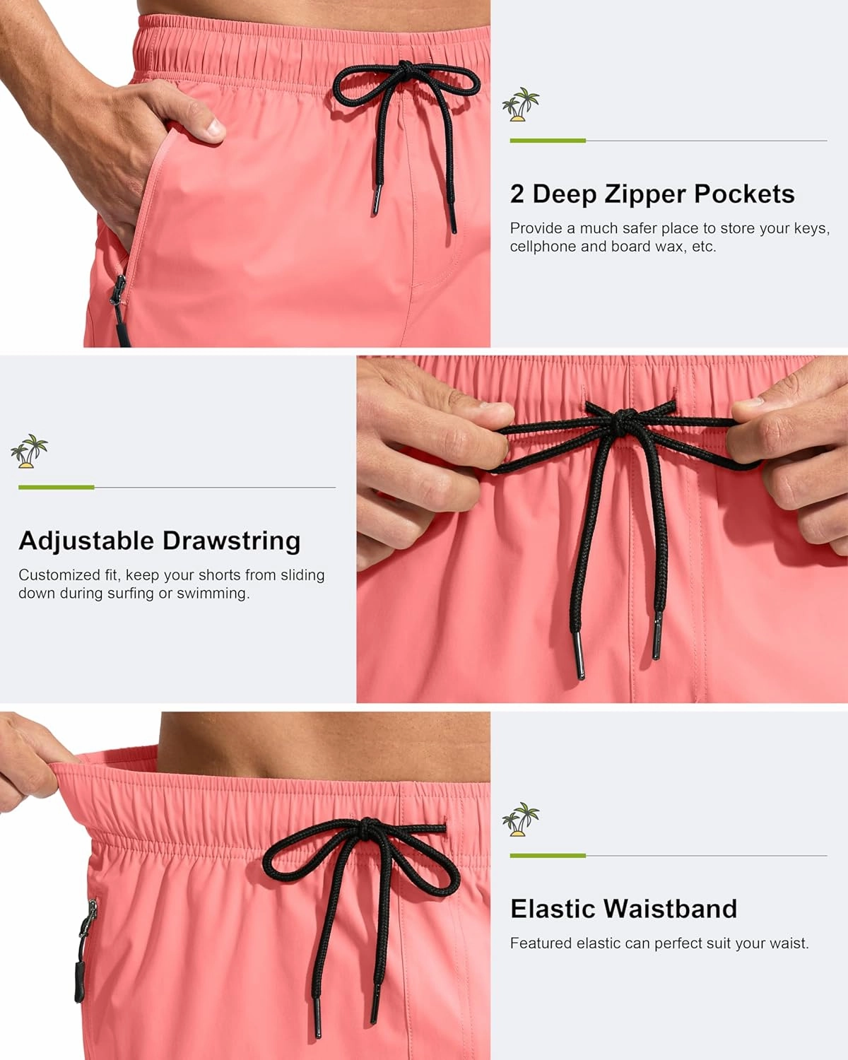 G Gradual Men's Swim Trunks 9" Quick Dry Swimming Board Shorts with Zipper Pockets Swimwear Bathing Suit for Men No Liner