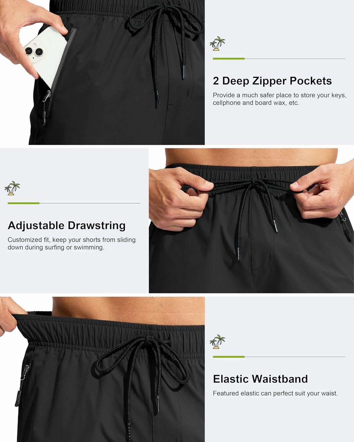 G Gradual Men's Swim Trunks 9" Quick Dry Swimming Board Shorts with Zipper Pockets Swimwear Bathing Suit for Men No Liner