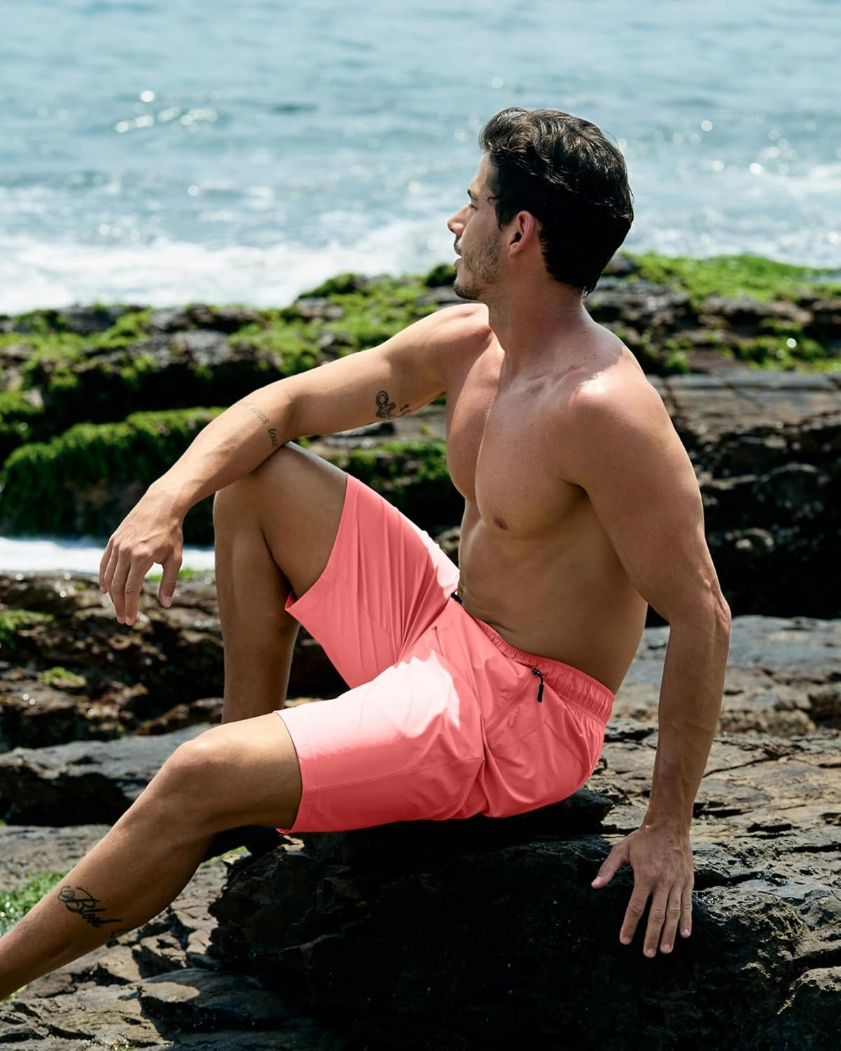 G Gradual Men's Swim Trunks 9" Quick Dry Swimming Board Shorts with Zipper Pockets Swimwear Bathing Suit for Men No Liner