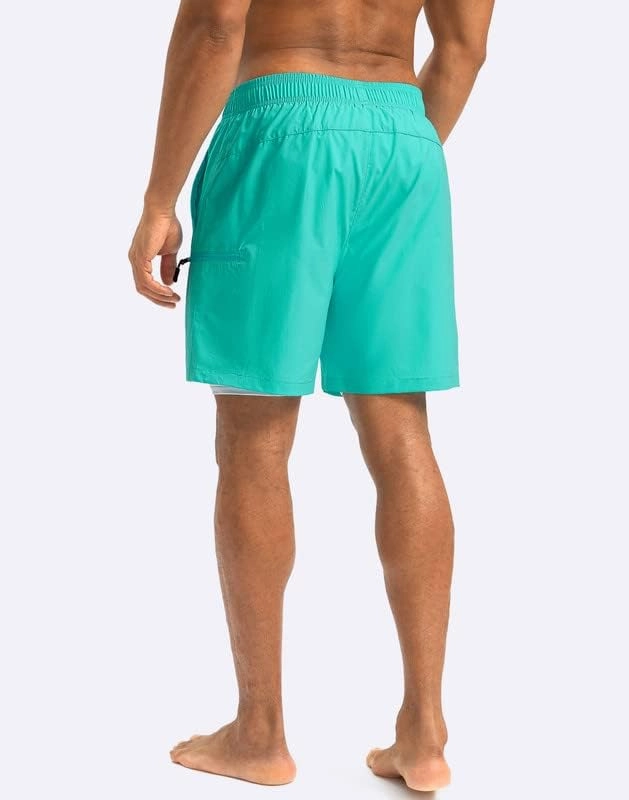 G Gradual Mens Swim Trunks with Compression Liner 5 inch Inseam Quick Dry Bathing Suits with Zipper Pocket-No Thigh Chafing