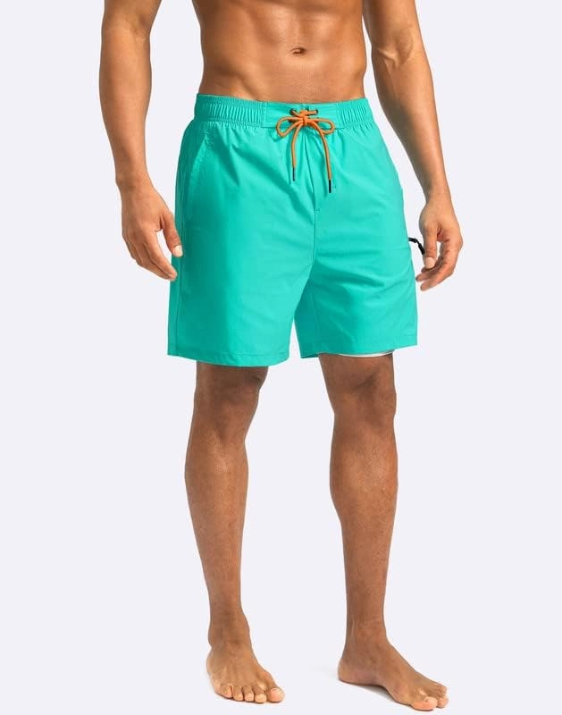 G Gradual Mens Swim Trunks with Compression Liner 5 inch Inseam Quick Dry Bathing Suits with Zipper Pocket-No Thigh Chafing