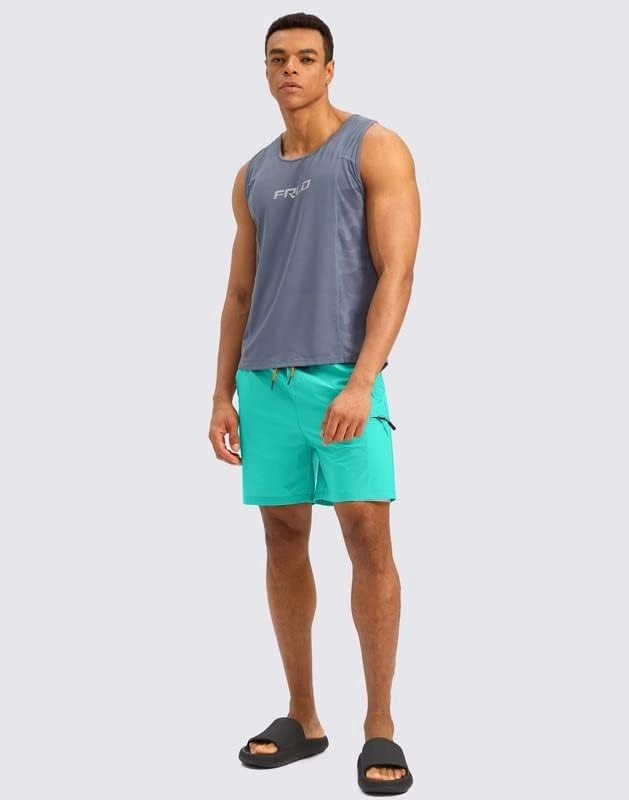 G Gradual Mens Swim Trunks with Compression Liner 5 inch Inseam Quick Dry Bathing Suits with Zipper Pocket-No Thigh Chafing