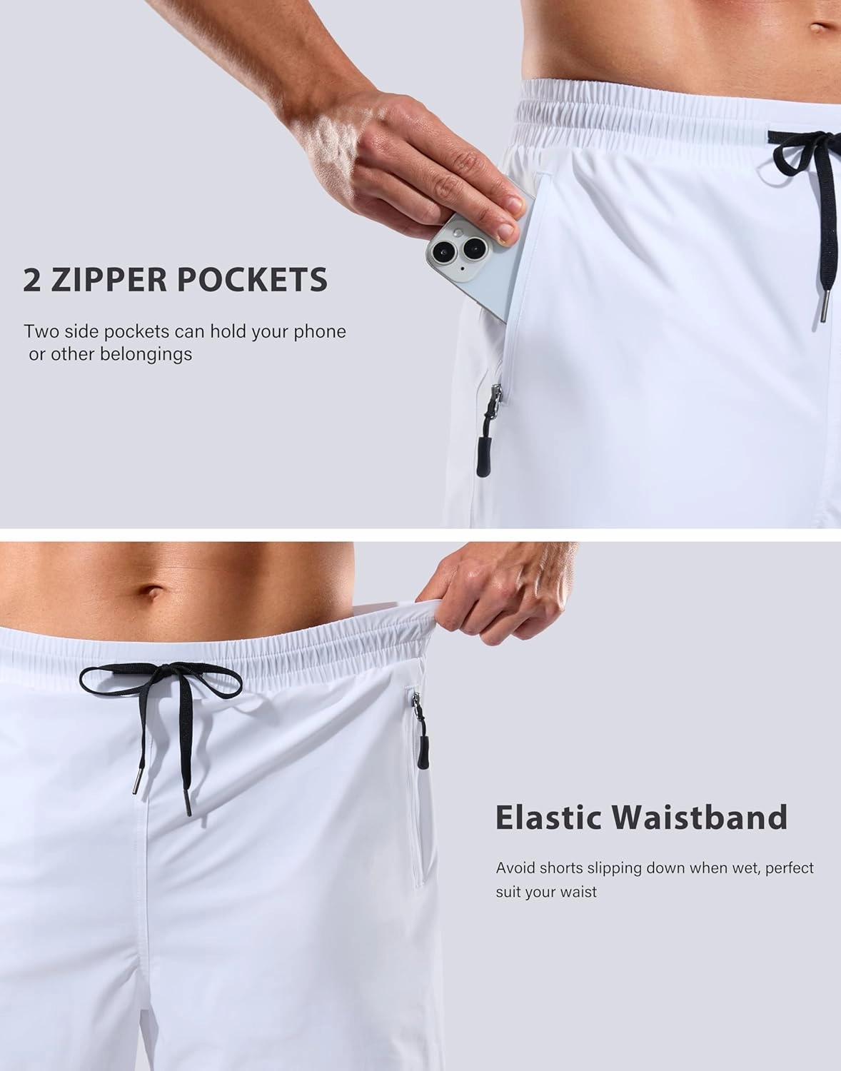 G Gradual Mens Swim Trunks with Compression Liner 7" Quick Dry Board Shorts Swimsuit Bathing Suit for Men with Zipper Pockets