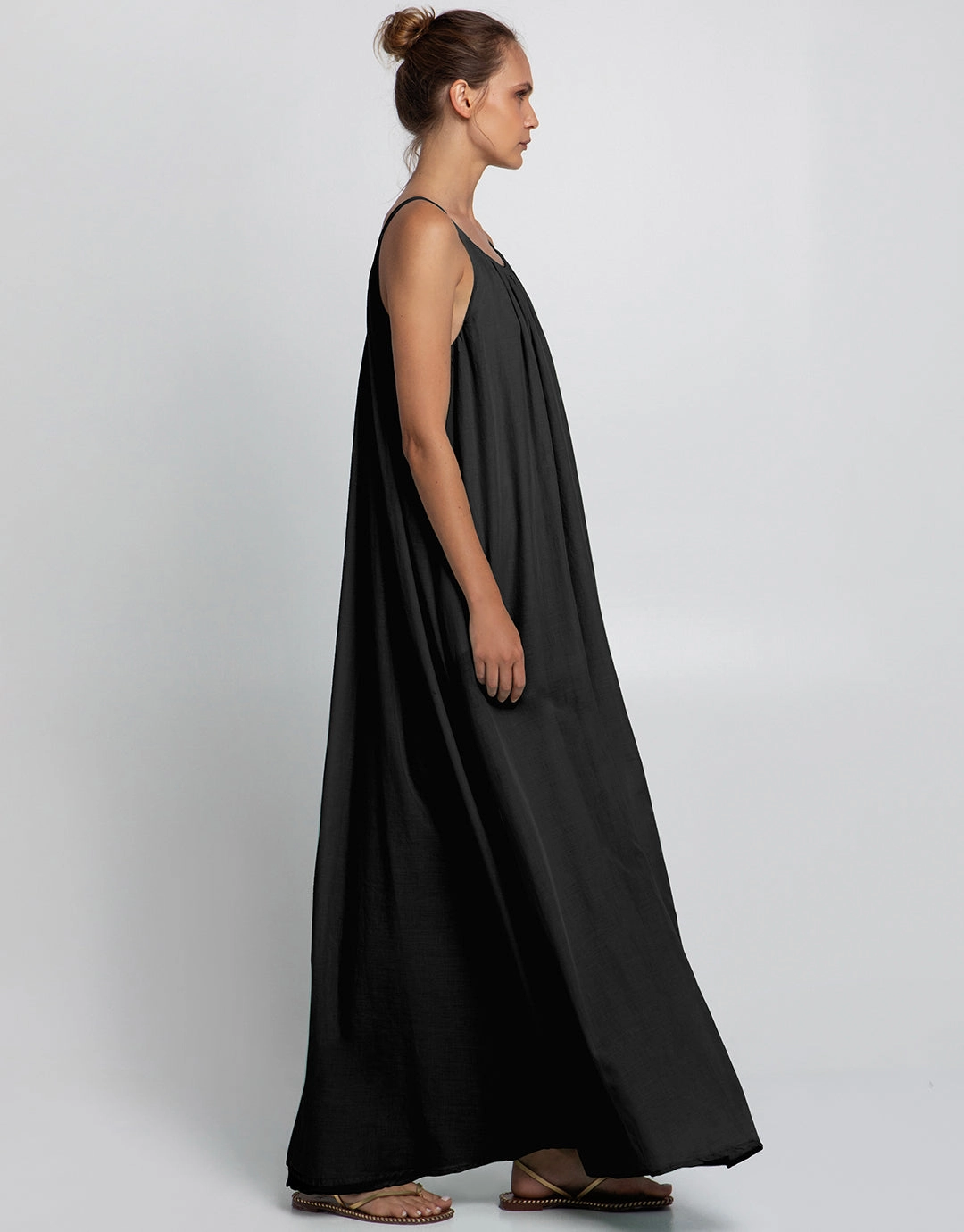 Gathered Maxi Dress - Black