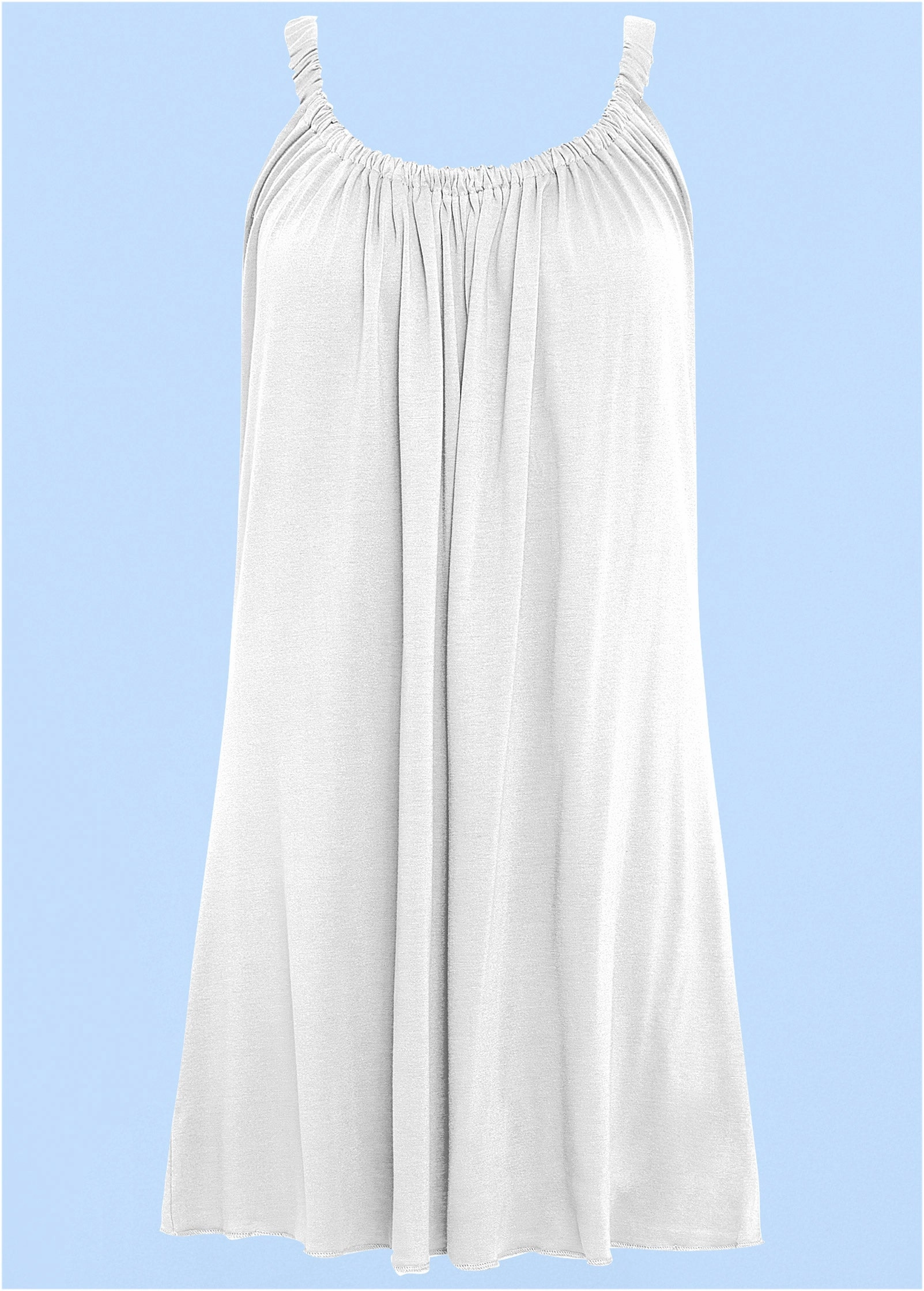 Gathered Neckline Dress - White