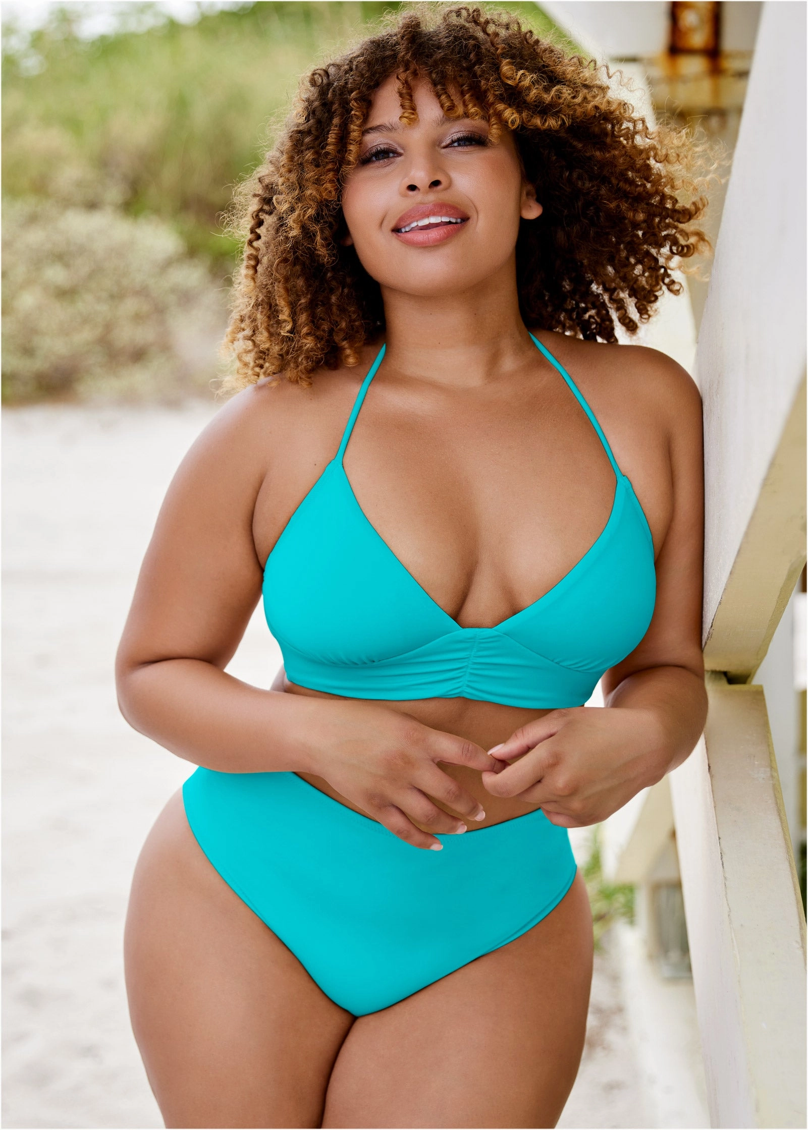 Gathered Triangle Top - Aqua Reef