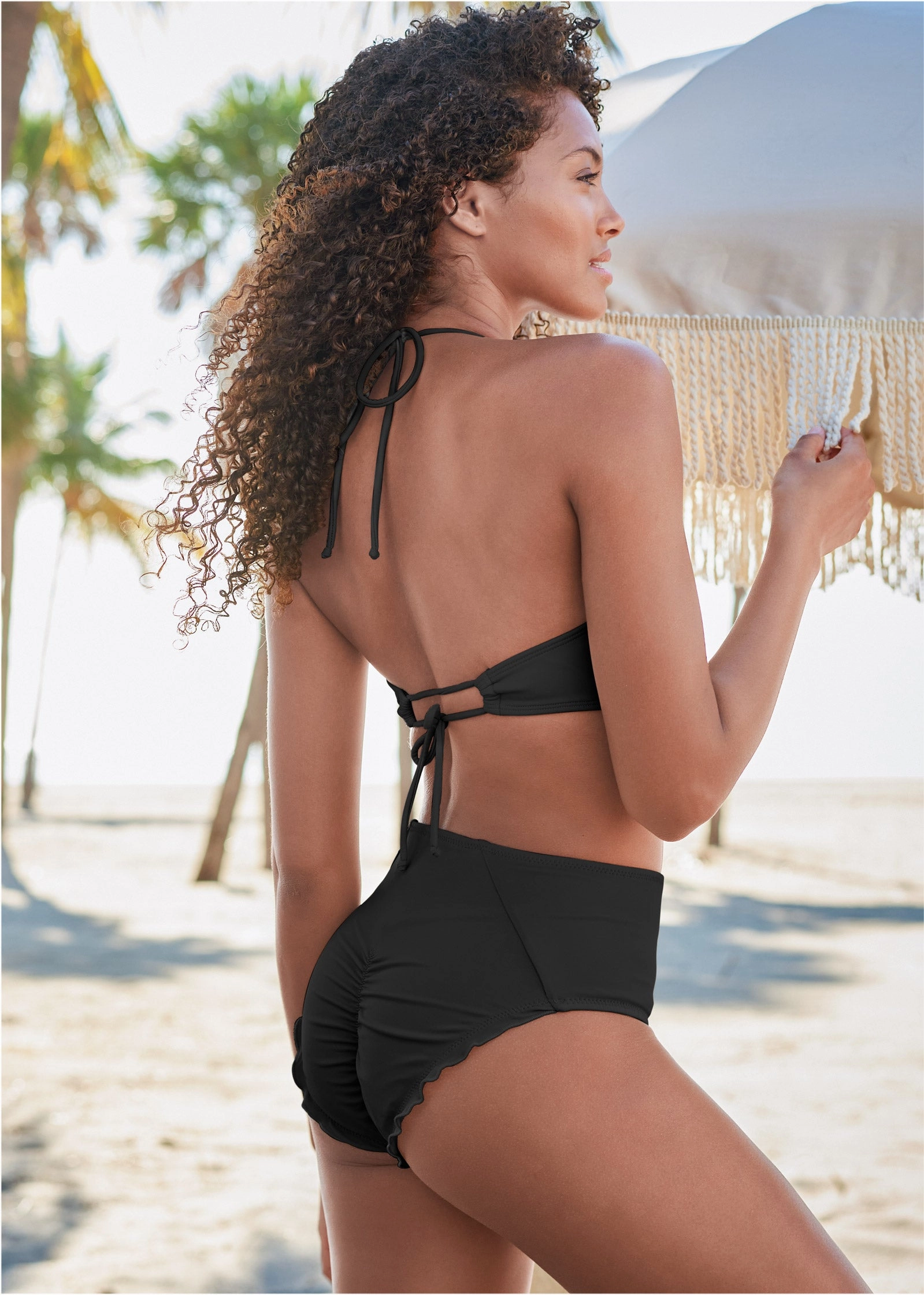 Gathered Triangle Top - Black Beauty