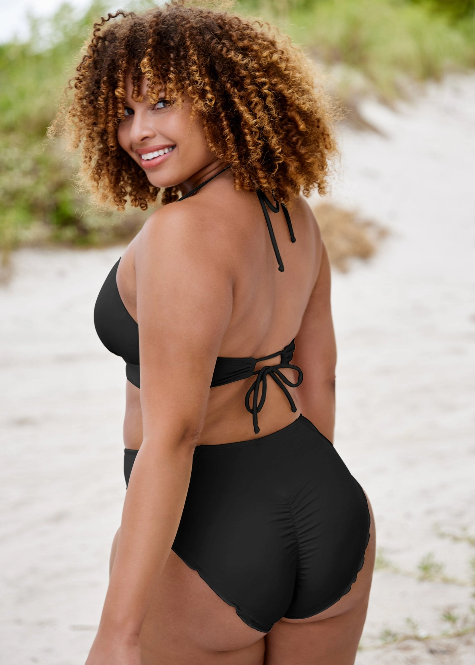 Gathered Triangle Top - Black Beauty