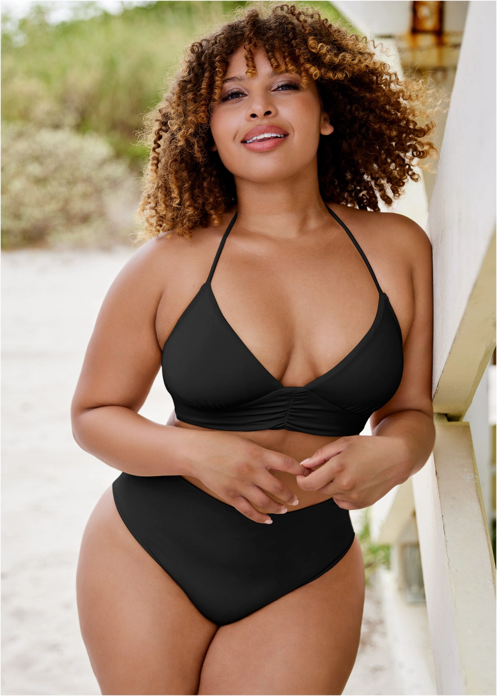 Gathered Triangle Top - Black Beauty