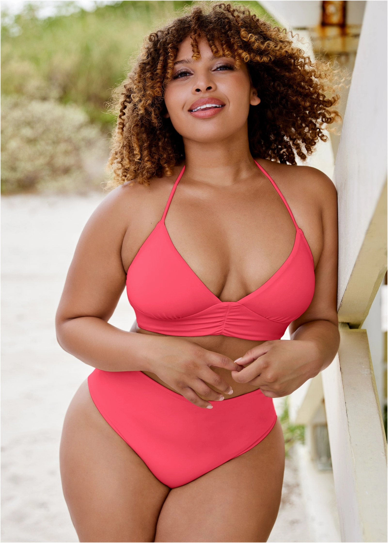 Gathered Triangle Top - Sunset Pink