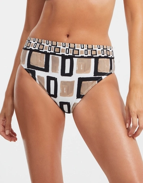 Geo Maxi Bikini Pant - Black White and Gold