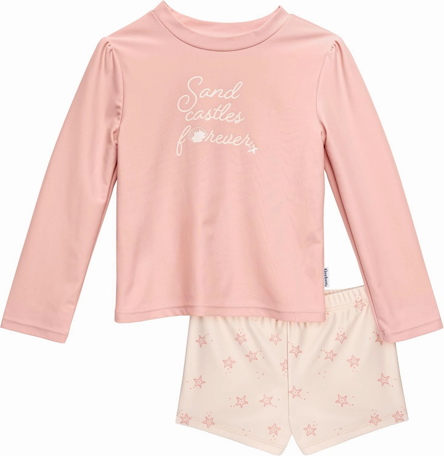 Gerber Girls' Baby Toddler Long Sleeved Rashguard Swim Bathing Suit Set