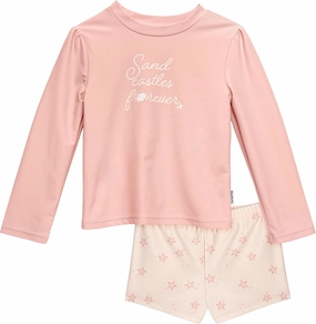 Gerber Girls' Baby Toddler Long Sleeved Rashguard Swim Bathing Suit Set