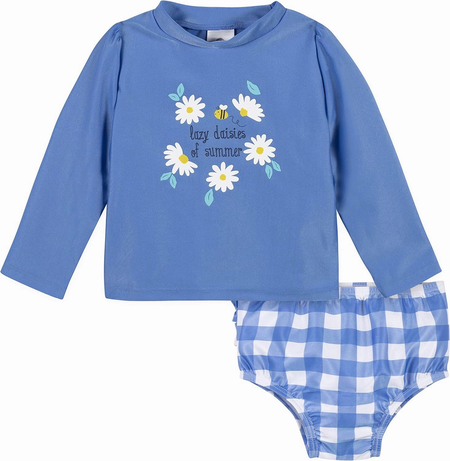 Gerber Girls' Baby Toddler Long Sleeved Rashguard Swim Bathing Suit Set