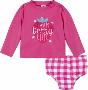 Gerber Girls' Baby Toddler Long Sleeved Rashguard Swim Bathing Suit Set