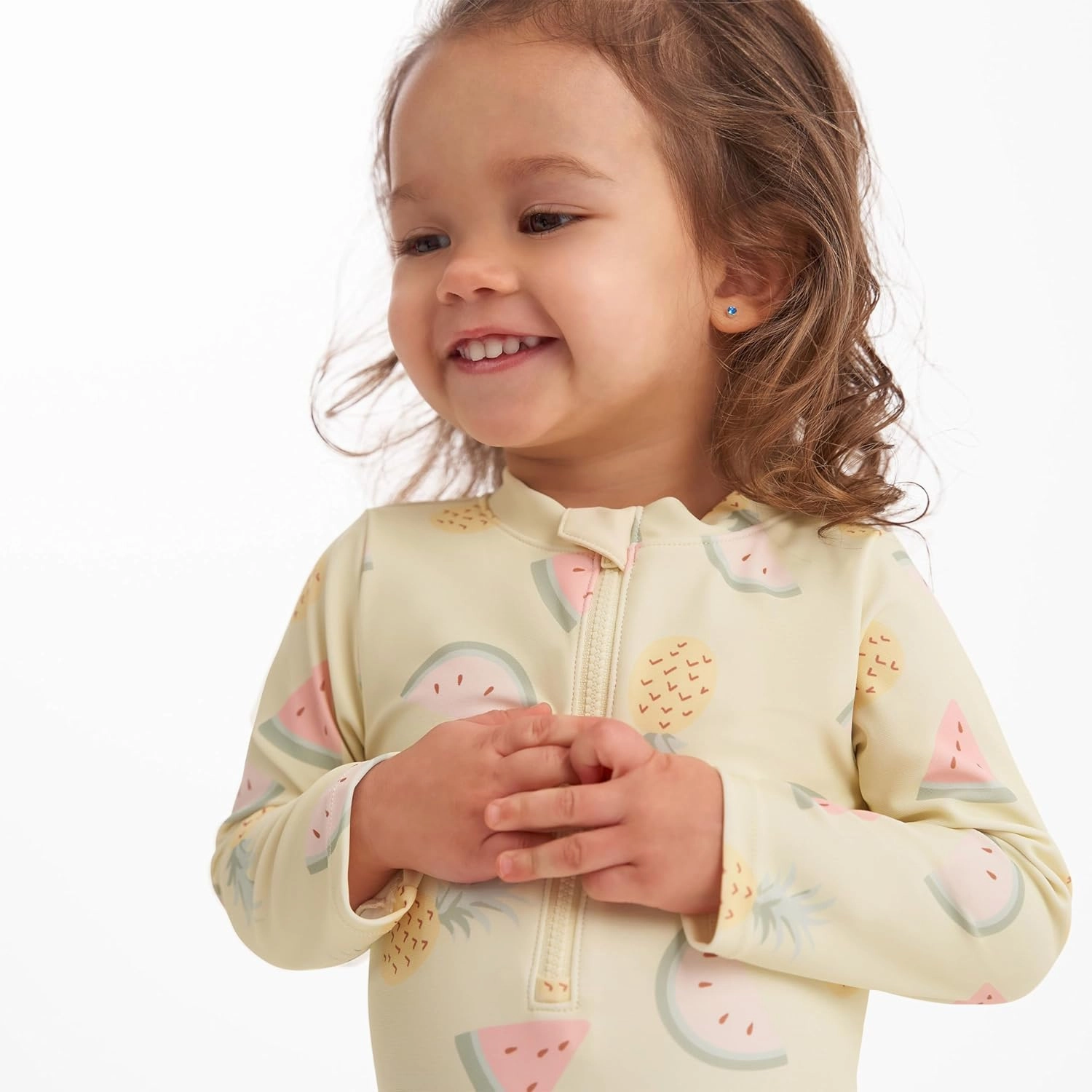 Gerber Girls' Toddler Long Sleeve One Piece Rashguard Swimsuit