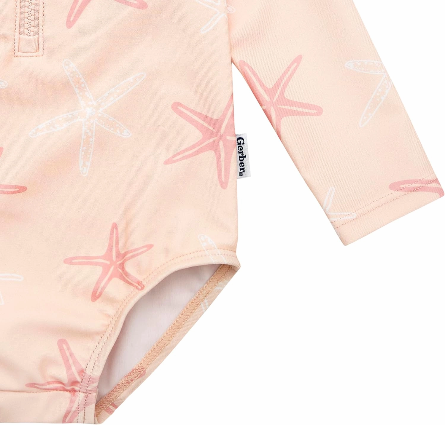 Gerber Girls' Toddler Long Sleeve One Piece Rashguard Swimsuit