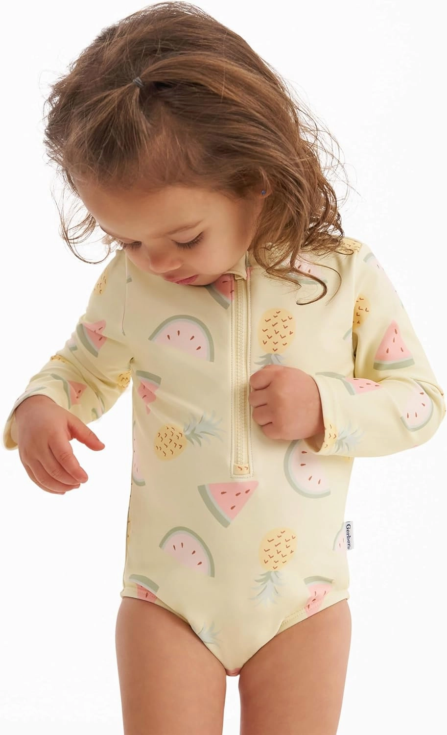 Gerber Girls' Toddler Long Sleeve One Piece Rashguard Swimsuit
