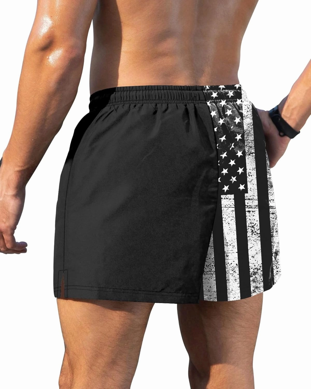 GIISAM Men's Swim Trunks, Bathing Suit 4 inch Inseam Quick Dry Swimsuit Beach Shorts with Compression Liner
