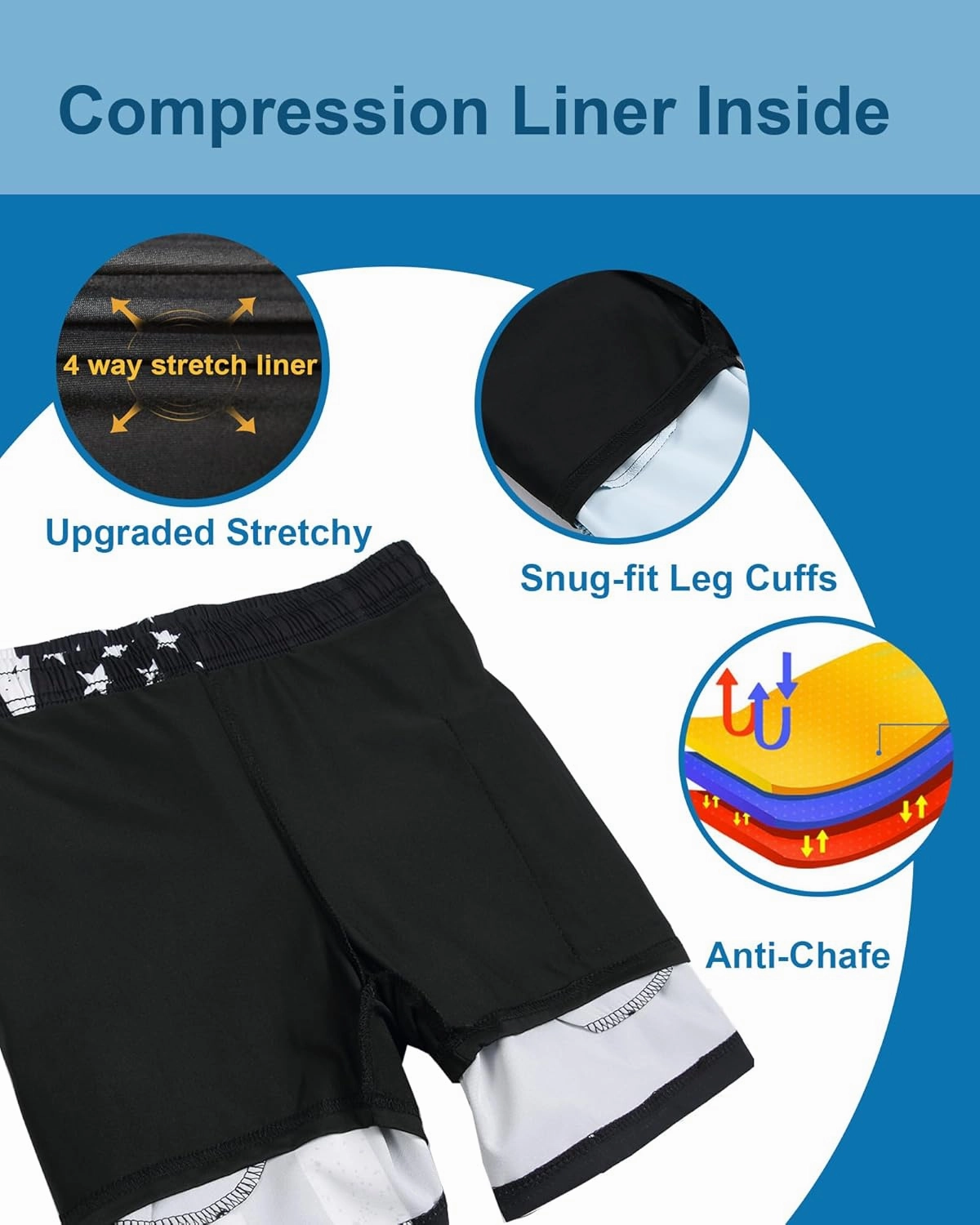 GIISAM Men's Swim Trunks, Bathing Suit 4 inch Inseam Quick Dry Swimsuit Beach Shorts with Compression Liner