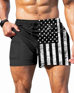 GIISAM Men's Swim Trunks, Bathing Suit 4 inch Inseam Quick Dry Swimsuit Beach Shorts with Compression Liner