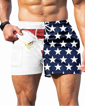 GIISAM Men's Swim Trunks, Bathing Suit 4 inch Inseam Quick Dry Swimsuit Beach Shorts with Compression Liner