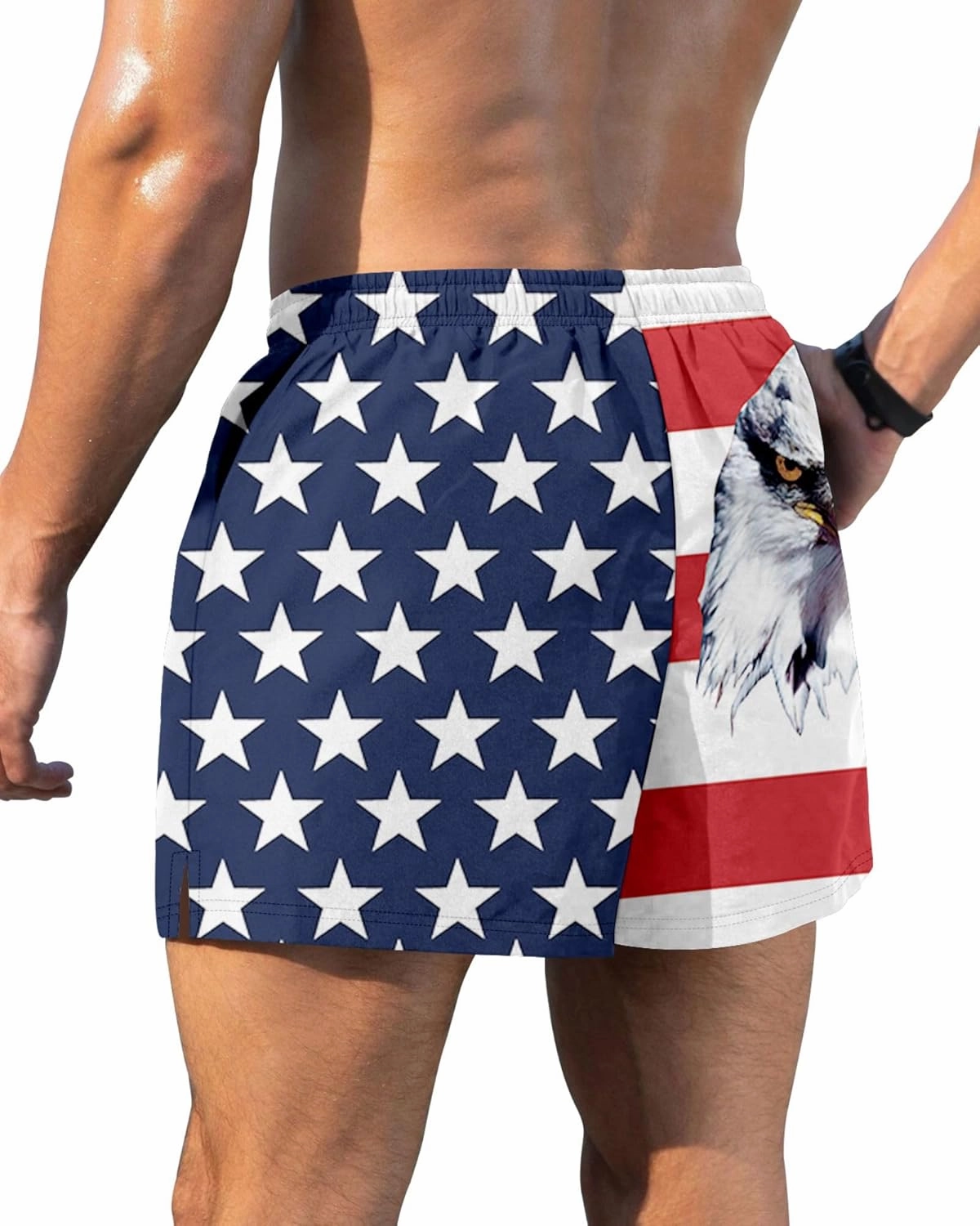GIISAM Men's Swim Trunks, Bathing Suit 4 inch Inseam Quick Dry Swimsuit Beach Shorts with Compression Liner