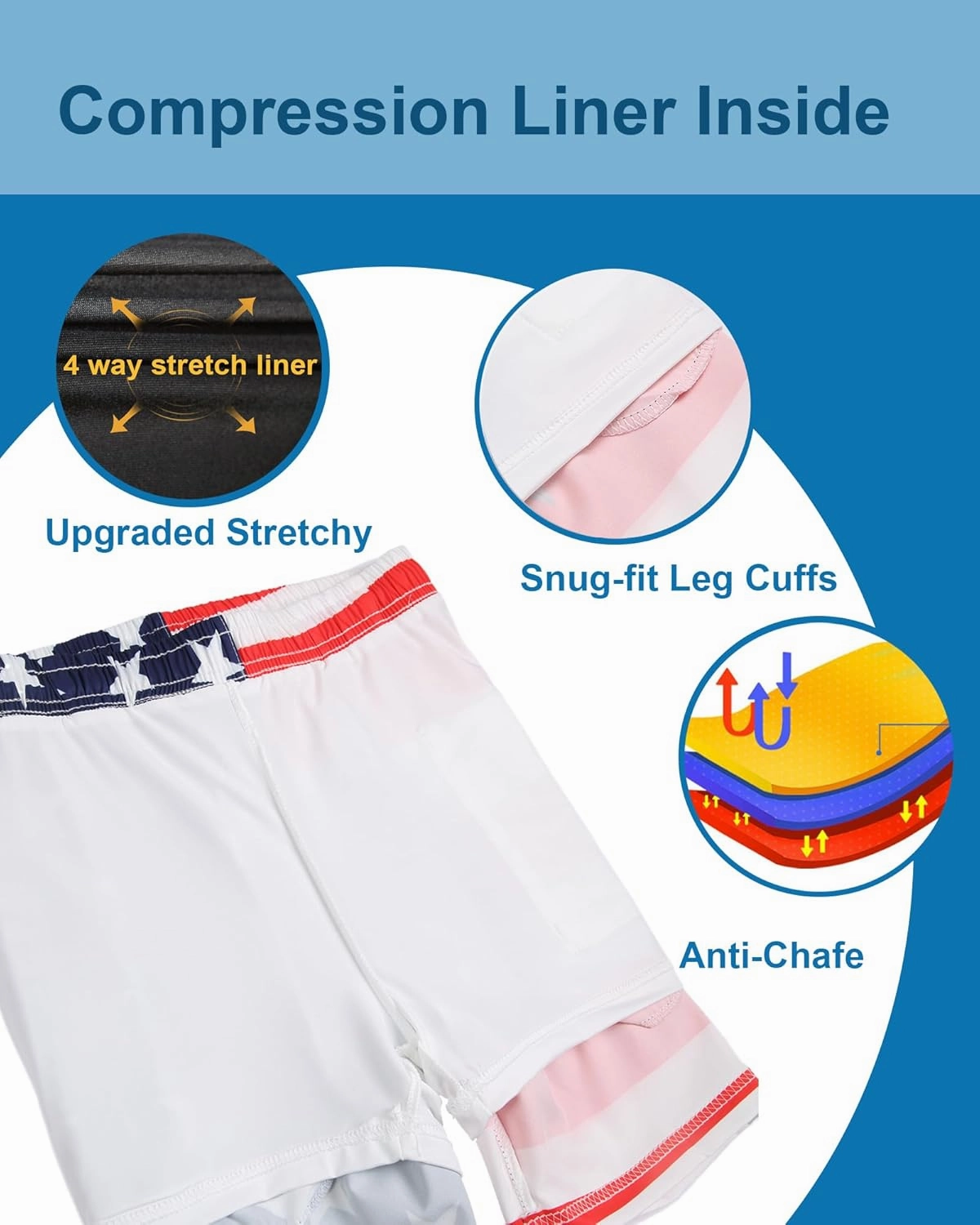 GIISAM Men's Swim Trunks, Bathing Suit 4 inch Inseam Quick Dry Swimsuit Beach Shorts with Compression Liner