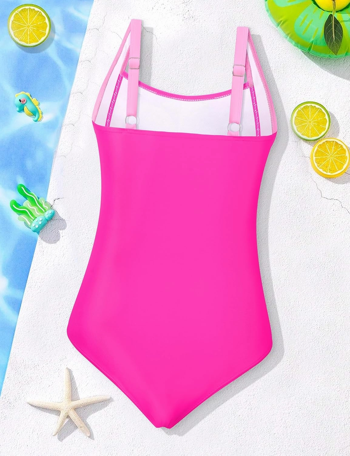 Girl Swimsuit One Piece Bathing Suit for Girls Solid Color Ruched Adjustable Straps Padded Swimwear 9-16y