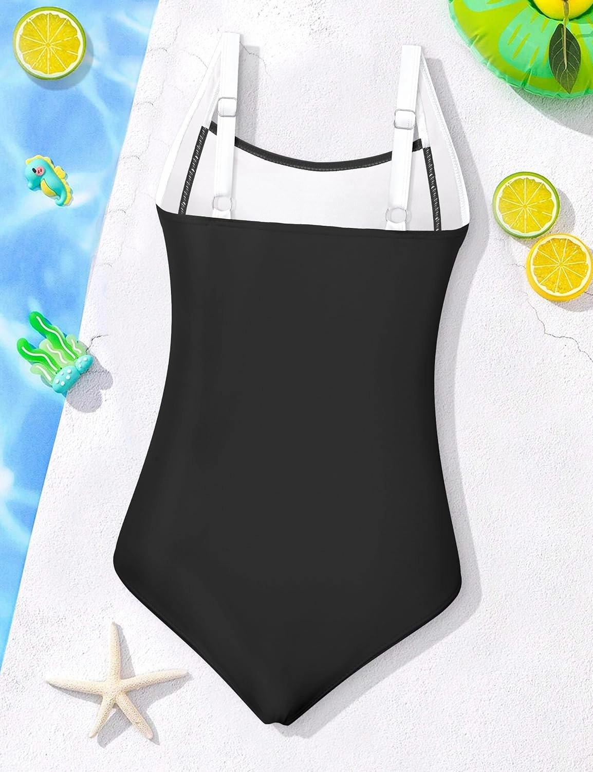 Girl Swimsuit One Piece Bathing Suit for Girls Solid Color Ruched Adjustable Straps Padded Swimwear 9-16y