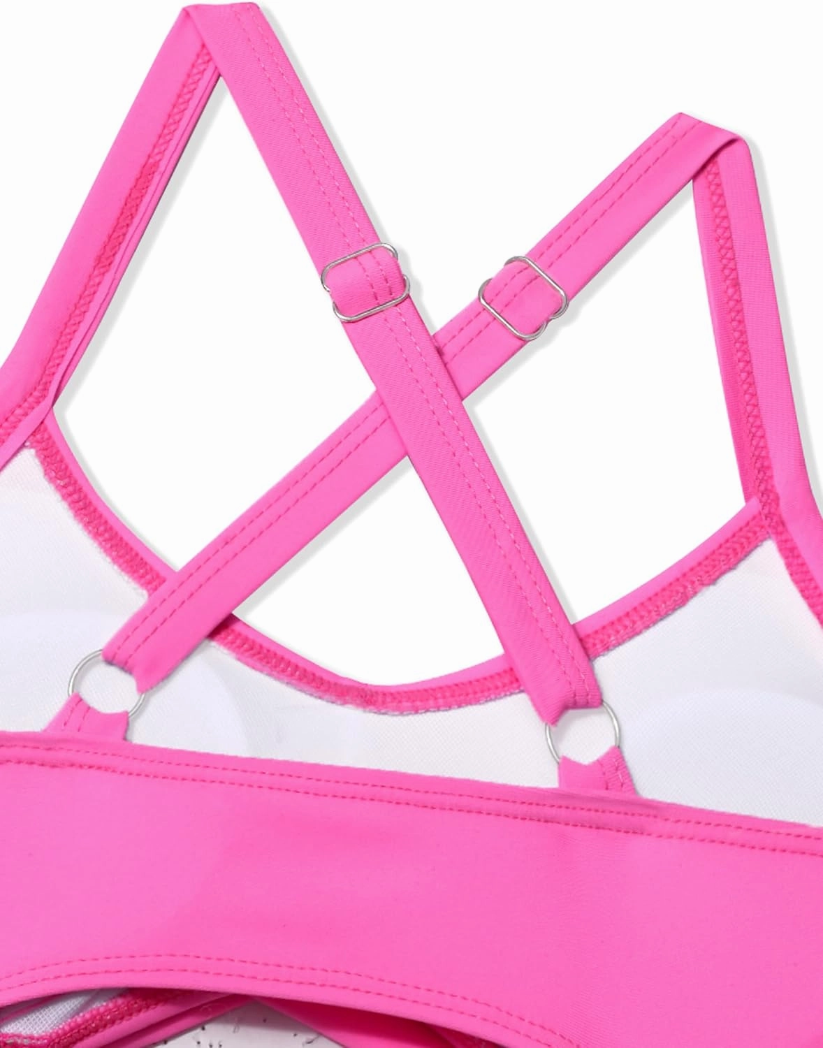Girl Swimsuit One Piece Cutout Ruched Bathing Suit for Girls V-Neck Color Block Adjustable Straps Pad Swimwear 9-16y