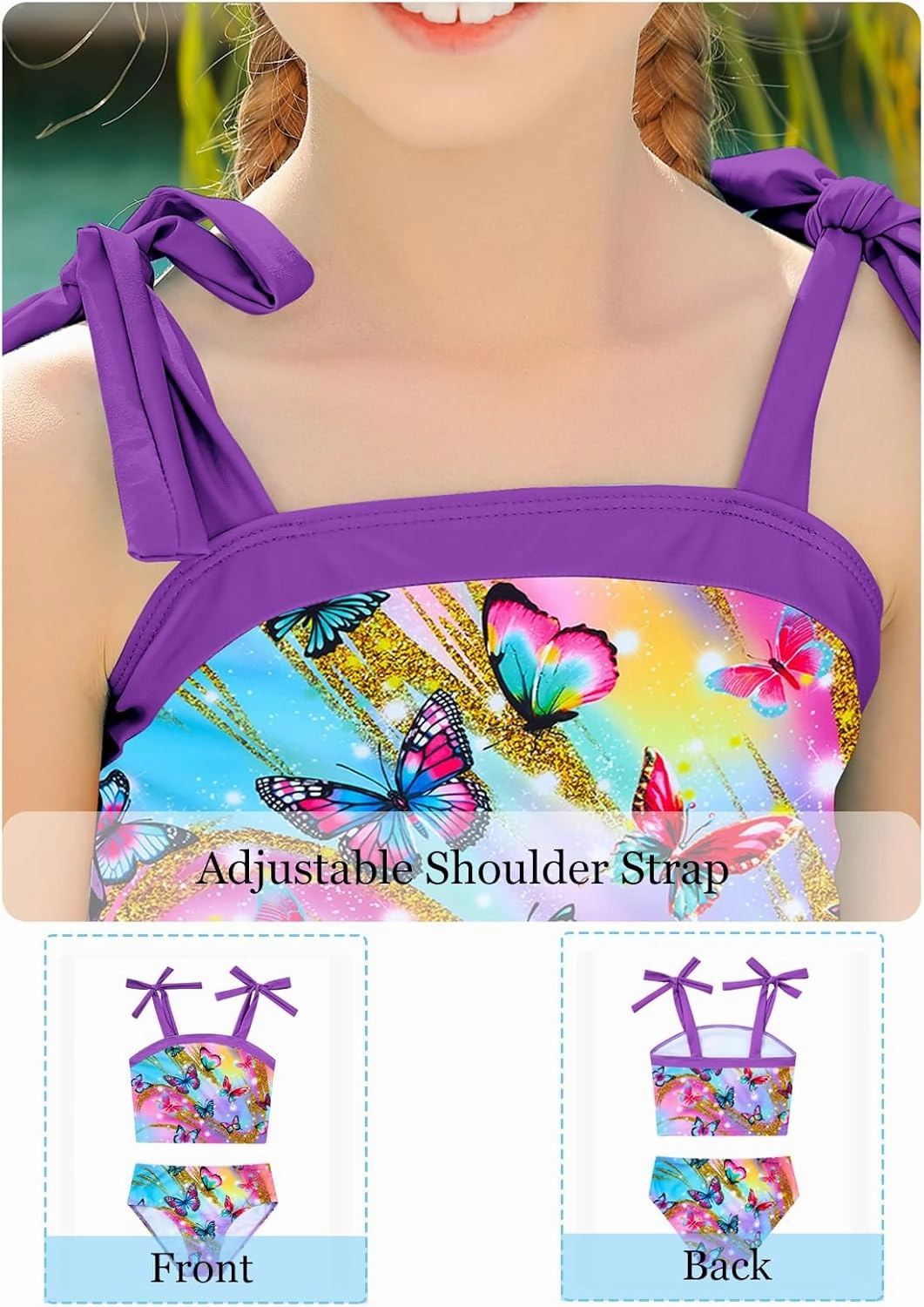 Girls 2 Piece Swimsuit Size 5-12 Summer Beach Bathing Suits for Girls Tankini Swimsuit Quick Dry Swimwear