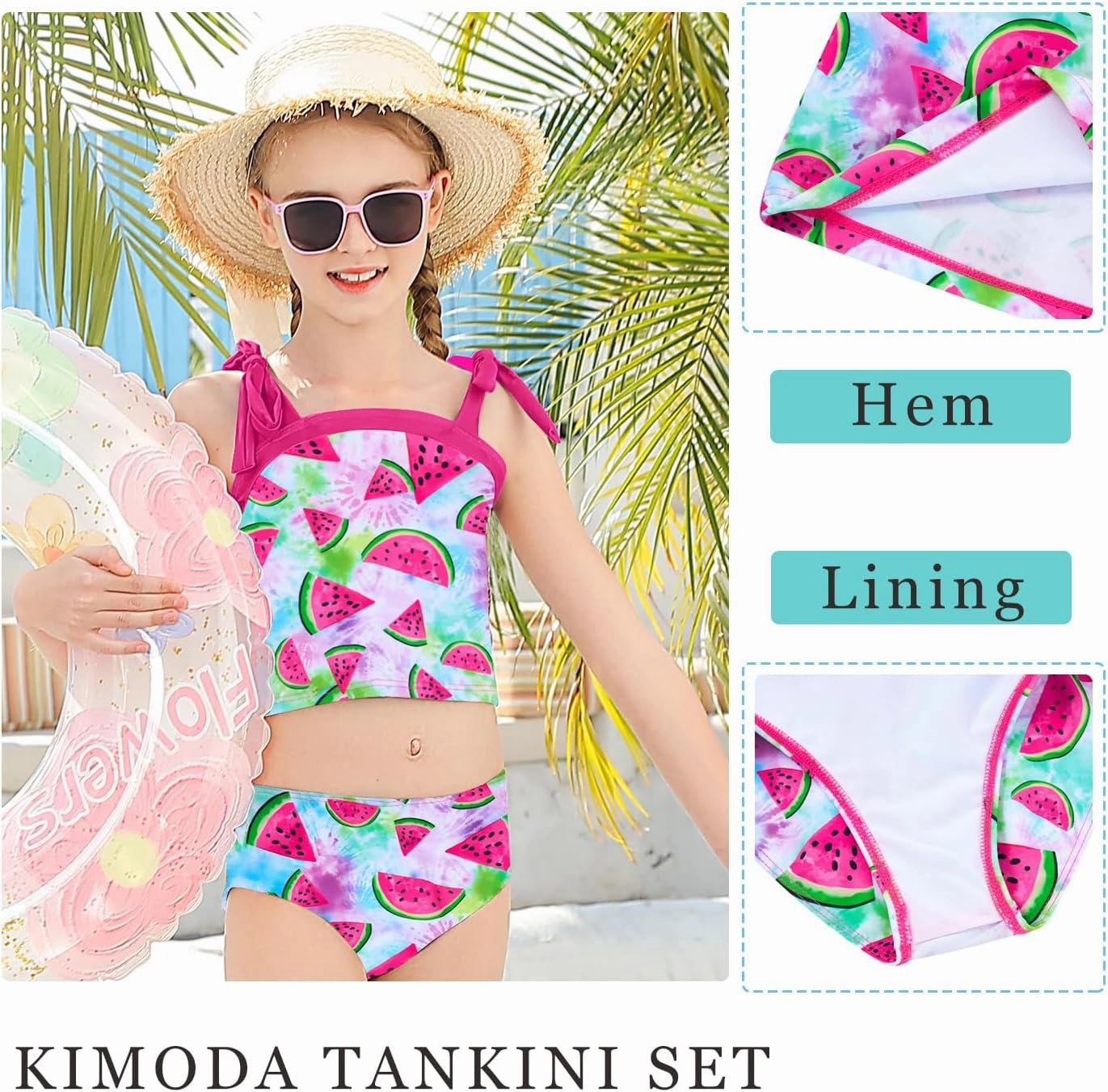 Girls 2 Piece Swimsuit Size 5-12 Summer Beach Bathing Suits for Girls Tankini Swimsuit Quick Dry Swimwear