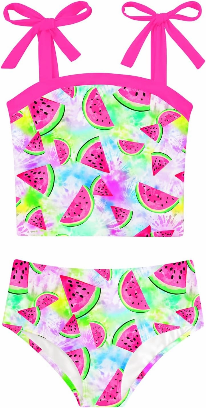 Girls 2 Piece Swimsuit Size 5-12 Summer Beach Bathing Suits for Girls Tankini Swimsuit Quick Dry Swimwear