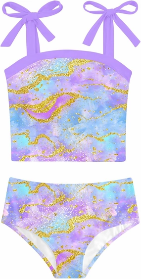 Girls 2 Piece Swimsuit Size 5-12 Summer Beach Bathing Suits for Girls Tankini Swimsuit Quick Dry Swimwear