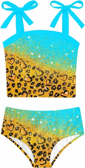 Girls 2 Piece Swimsuit Size 5-12 Summer Beach Bathing Suits for Girls Tankini Swimsuit Quick Dry Swimwear