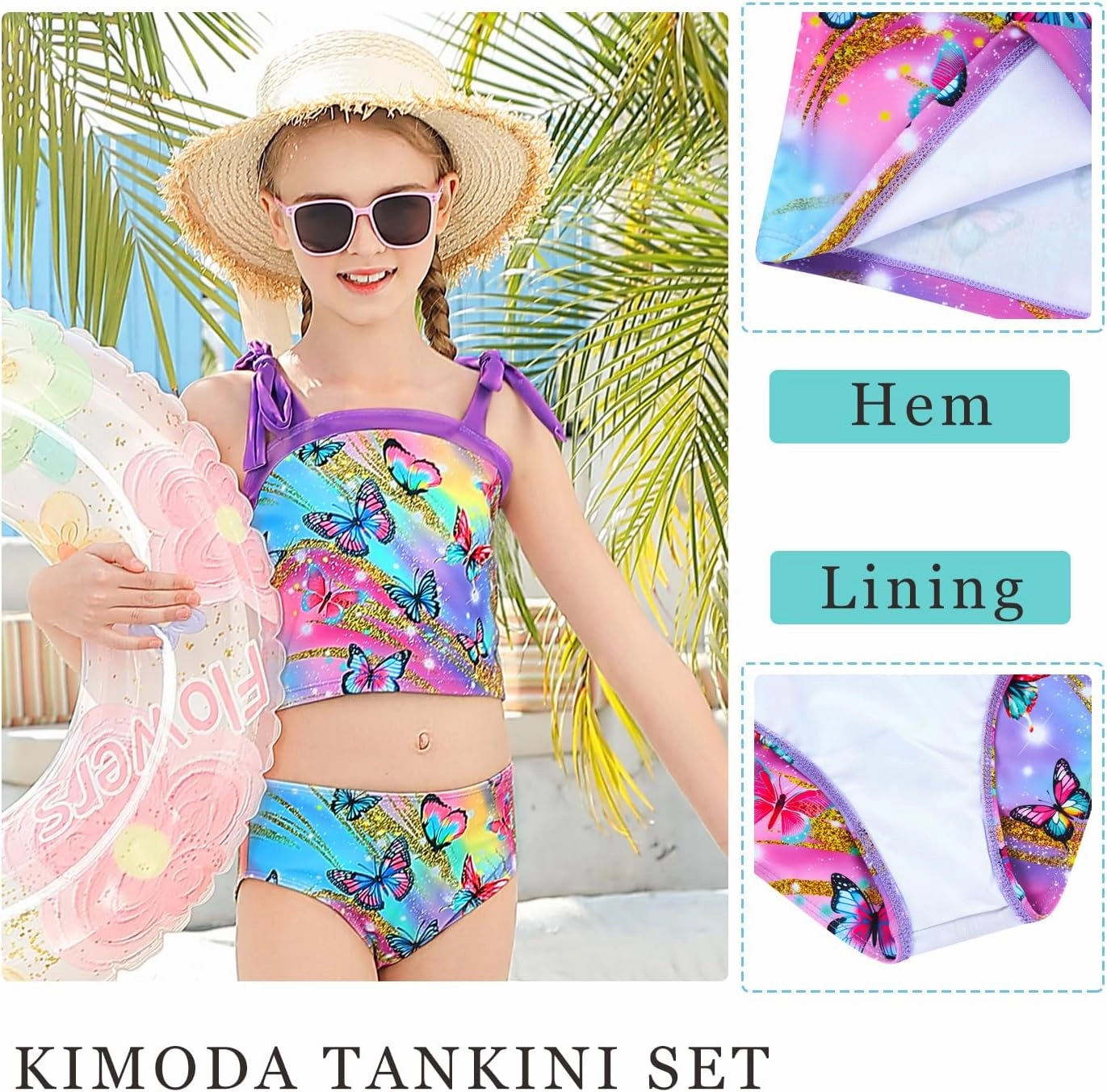 Girls 2 Piece Swimsuit Size 5-12 Summer Beach Bathing Suits for Girls Tankini Swimsuit Quick Dry Swimwear