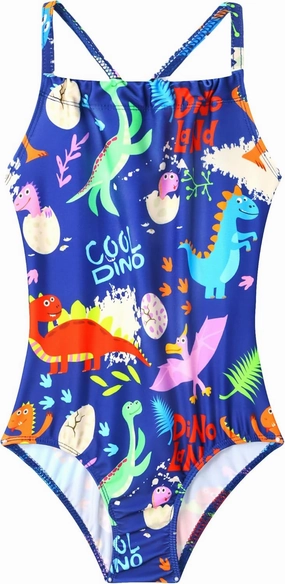 Girls Bathing Suits UPF 50  Swimsuits Quick-Dry Cross-Strap for Toddlers & Kids 3-12T Sleeveless Sun Protection