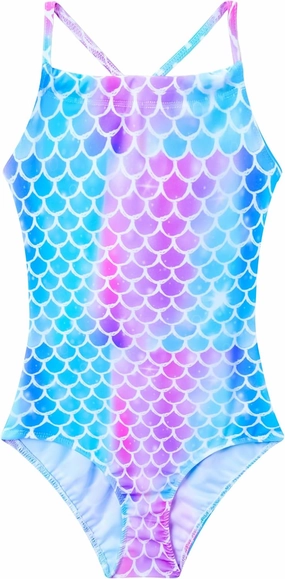 Girls Bathing Suits UPF 50  Swimsuits Quick-Dry Cross-Strap for Toddlers & Kids 3-12T Sleeveless Sun Protection