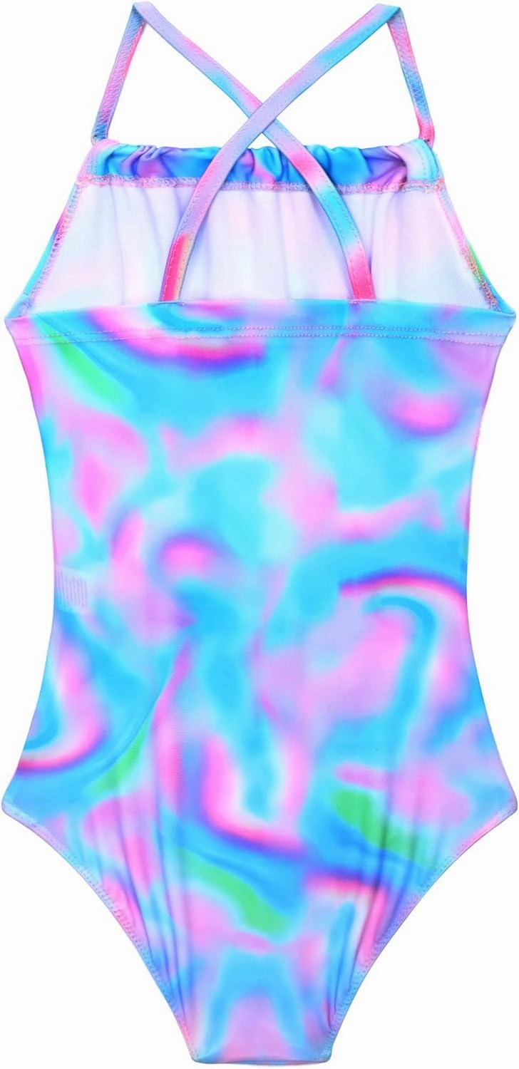 Girls Bathing Suits UPF 50  Swimsuits Quick-Dry Cross-Strap for Toddlers & Kids 3-12T Sleeveless Sun Protection