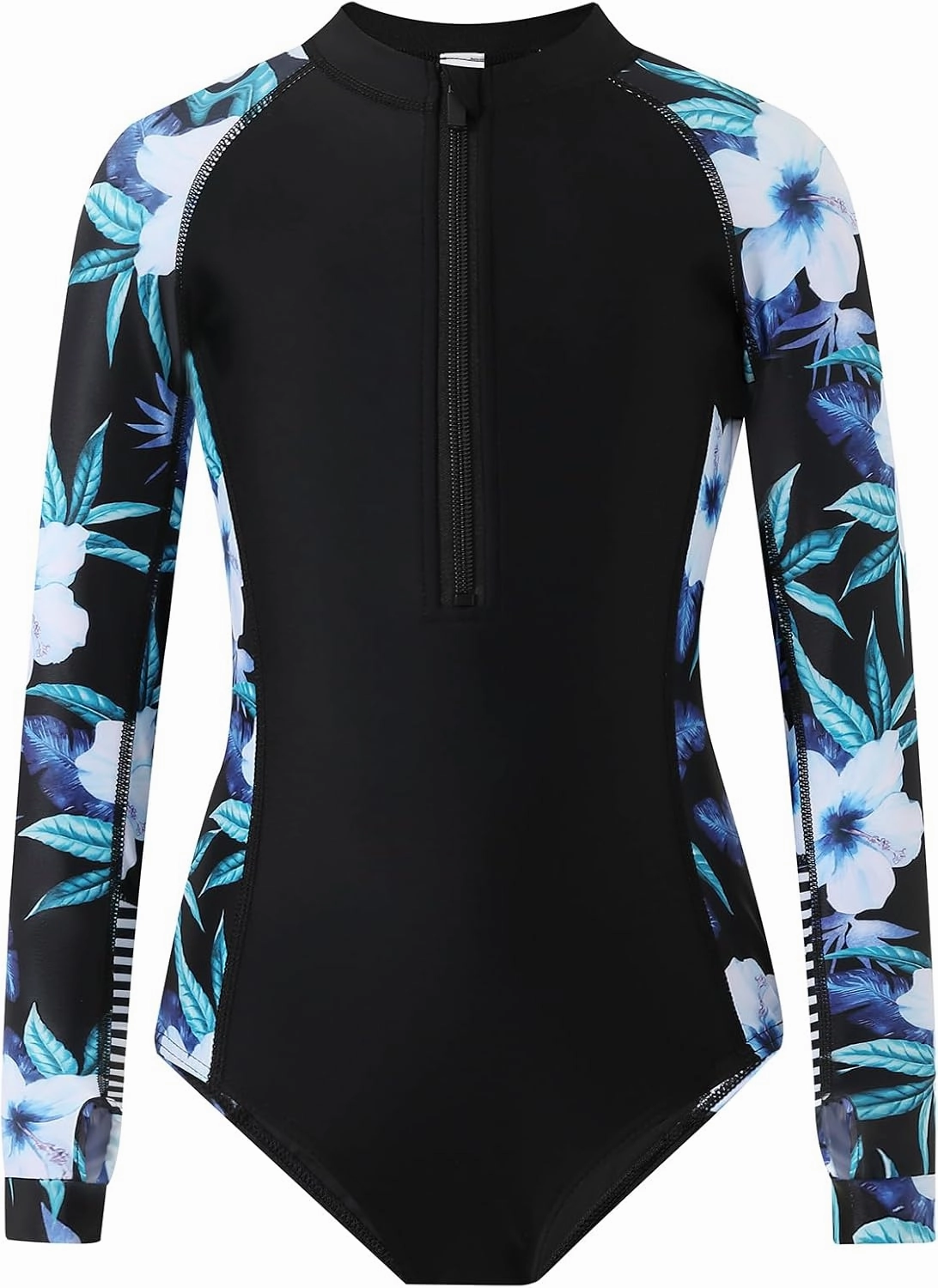 Girls Long Sleeve Rashguard Swimsuit UV Protection One-Piece Swimwear Bathing Suit