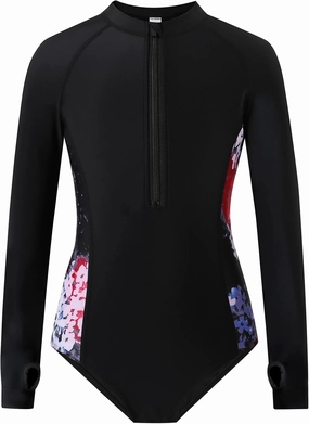 Girls Long Sleeve Rashguard Swimsuit UV Protection One-Piece Swimwear Bathing Suit