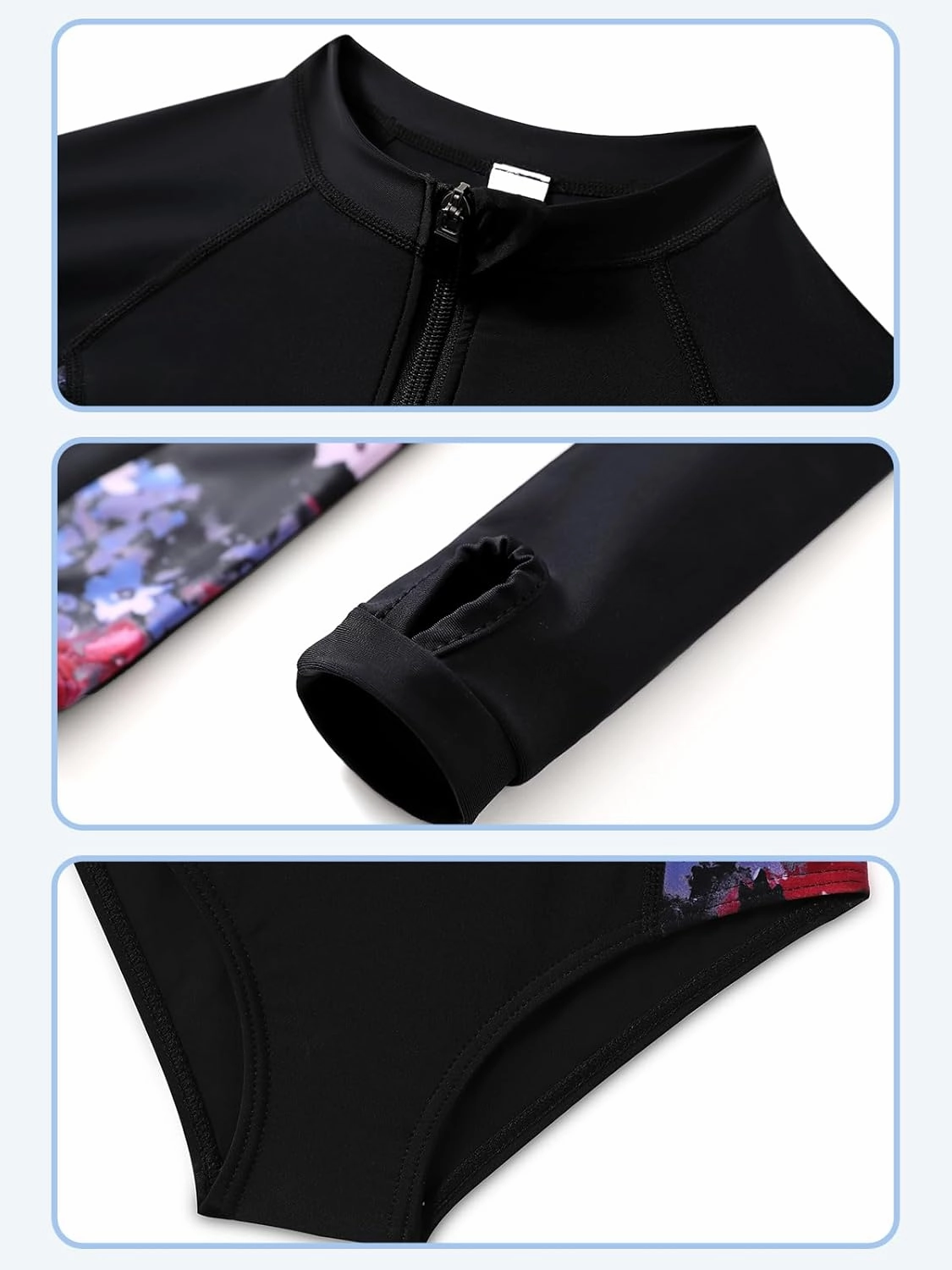 Girls Long Sleeve Rashguard Swimsuit UV Protection One-Piece Swimwear Bathing Suit