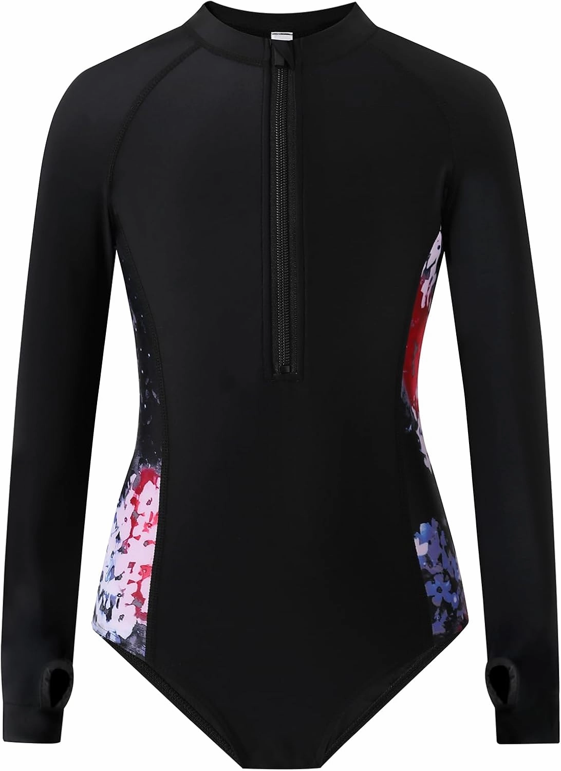 Girls Long Sleeve Rashguard Swimsuit UV Protection One-Piece Swimwear Bathing Suit