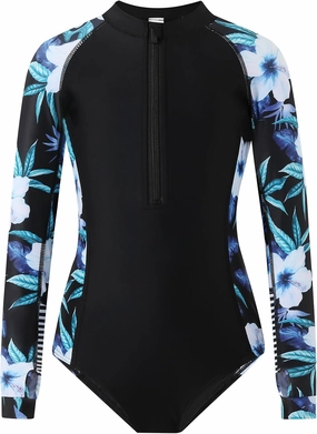 Girls Long Sleeve Rashguard Swimsuit UV Protection One-Piece Swimwear Bathing Suit