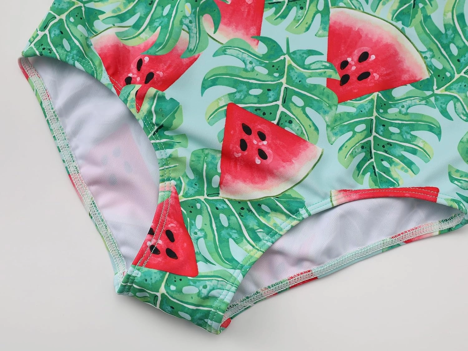 Girls One Piece Swimsuit - Adjustable Strap, Checked Face & Mermaid Print Toddler Ruffle Bathing Suit Size 2T-10