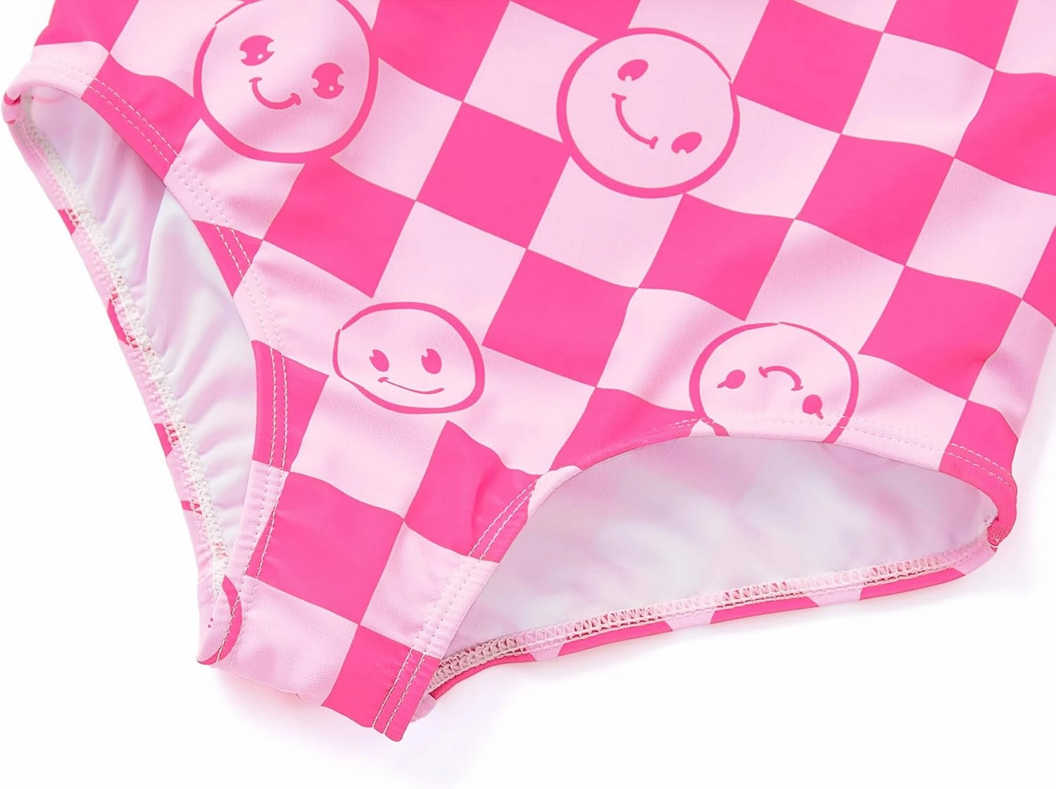 Girls One Piece Swimsuit - Adjustable Strap, Checked Face & Mermaid Print Toddler Ruffle Bathing Suit Size 2T-10