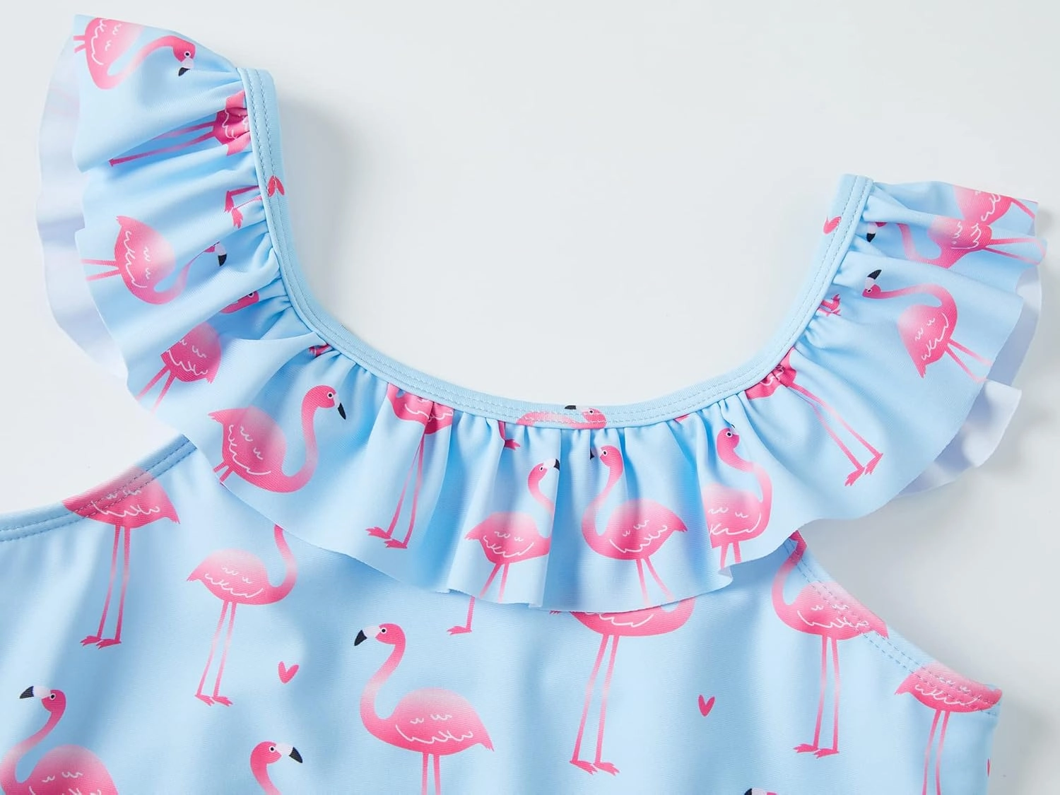 Girls One Piece Swimsuit - Adjustable Strap, Checked Face & Mermaid Print Toddler Ruffle Bathing Suit Size 2T-10